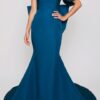 Blue One Off Shoulder Trail Gown For Pre-Wedding Photoshoot
