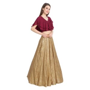 Sequin Lehenga With Ruffle Blouse