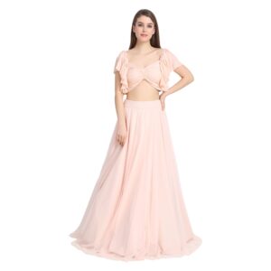 Peach Lehenga With Sweetheart Blouse