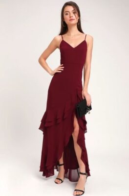 Provocative burgundy dress