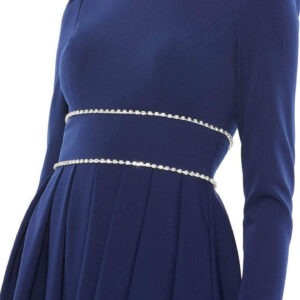 Navy Blue Crew Neck Gown