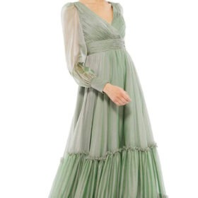 V-NECK TIERED A-LINE DRESS