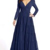 Navy Blue Plunge Neck Gown