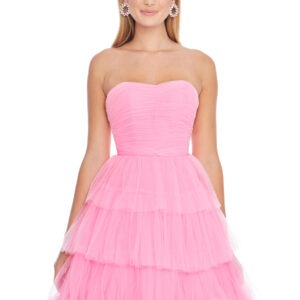 Pink Full Flare Layered Gown