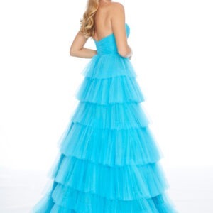 Blue Full Flare Layered Gown