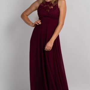 Open Back Wine Maternity Gown