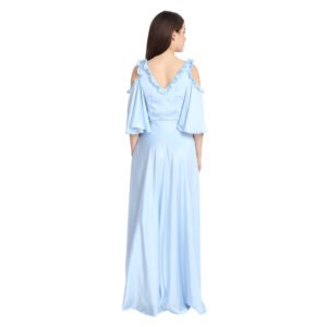 Light Blue Satin Frill Gown
