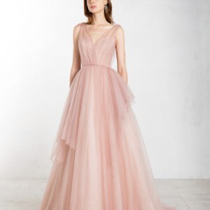 Light Pink Full Flared Trail Gown