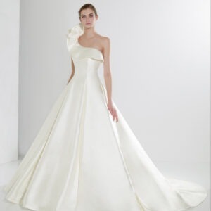 White Wedding Gown With Detachable Shoulder Yoke