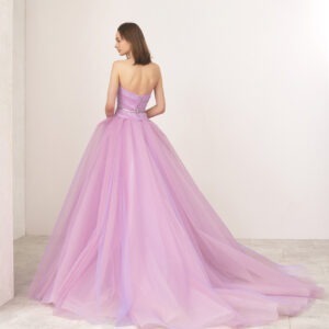 Baby Pink Off Shoulder Full Flared Trail Gown