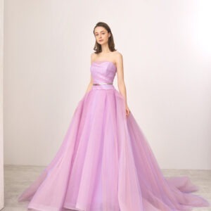 Baby Pink Off Shoulder Full Flared Trail Gown