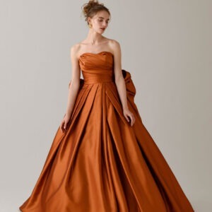 Copper Brown Gown With Detachable Sleeves