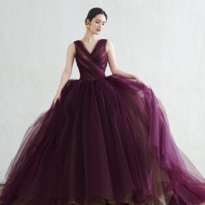 Purple Full Flared Trail Gown
