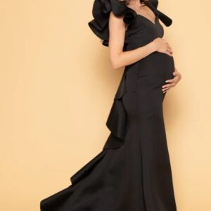 Black Maternity Scuba Gown