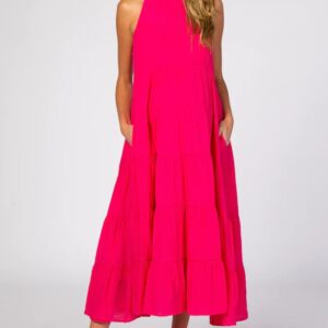 Pink Tiered Maternity Dress