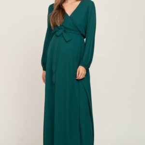 Teal Green Wrap Maternity Gown