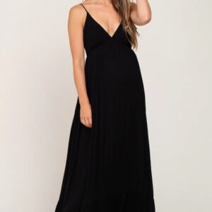 Black Back Knot Maternity Gown