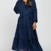 Navy Blue Maternity Layered Dress