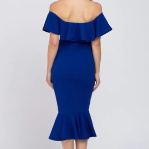 Royal Blue Off Shoulder Maternity Dress