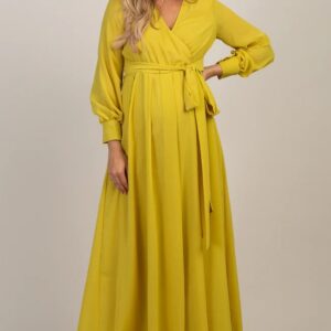 Yellow Wrap Maternity Gown