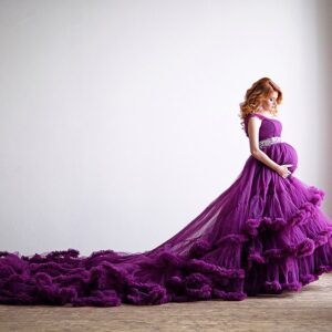 Purple Maternity Photoshoot Trail Gown