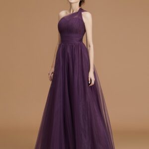 Purple One Off Shoulder Gown