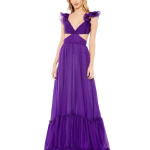 Violet Cut Out Gown With Criss Cross Back