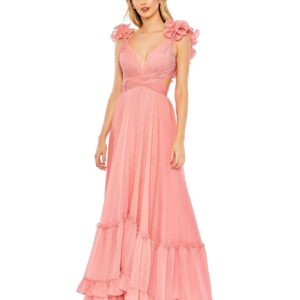 Pink Tiered Gown With Criss Cross Back