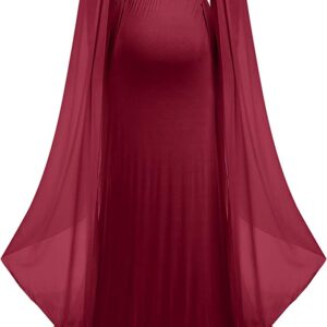 Wine Shoulder Trail Gown For Maternity Photoshoot