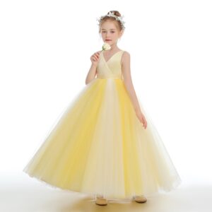 Yellow Full Flared Girls Gown