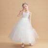 White Full Flared Girls Ball Gown
