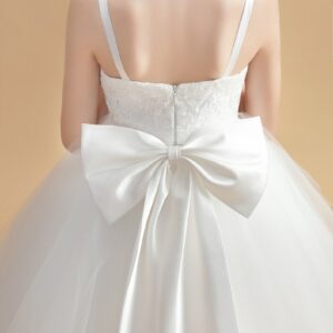 White Full Flared Girls Ball Gown