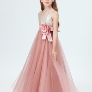 Rose Pink And Sequin Girls Gown