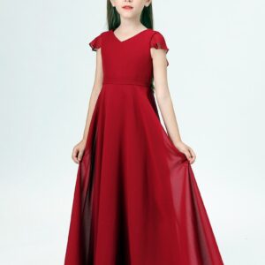 Red Ruffle Back Girls Gown