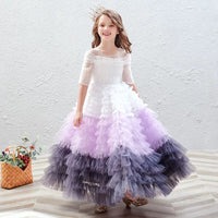 Girls Multi Color Frill Gown