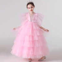 Girls Pink Frill Gown