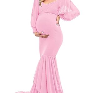Pink Fit & Flare Maternity Photoshoot Gown