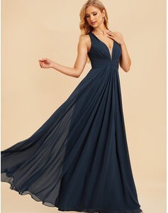 Navy Blue Back Knot Gown