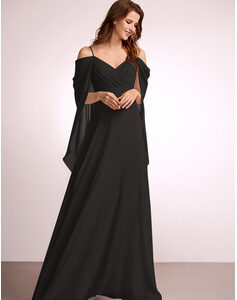 Black Shoulder Cape Gown
