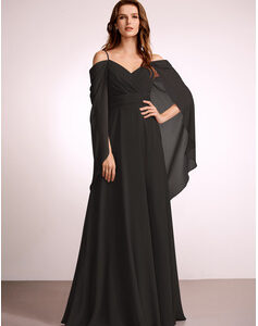 Black Shoulder Cape Gown