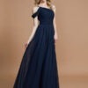 Navy Blue One Drop Shoulder Gown