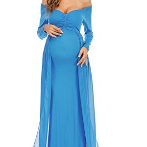 Blue Maternity Photoshoot Trail Gown