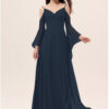 Navy Blue Bell Sleeve Gown