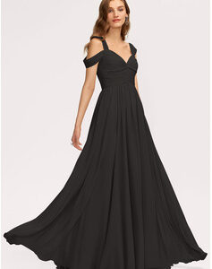 Black Fit & Flare Gown With Drop Shoulder