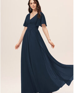 Navy Blue Back Keyhole Gown