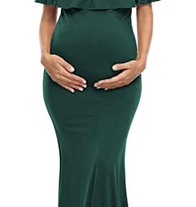 Green Off Shoulder Maternity Gown