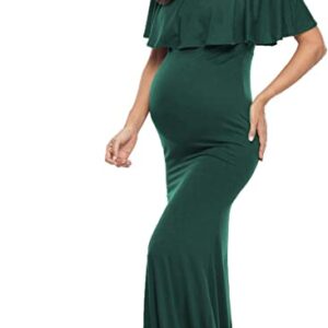 Green Off Shoulder Maternity Gown