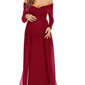 Wine Maternity Photoshoot Trail Gown