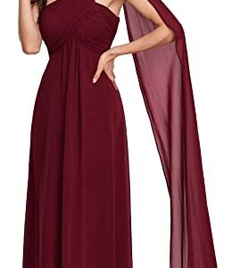Wine One Shoulder Trail Gown