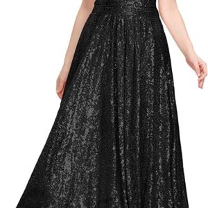 Black One Shoulder Sequin Gown
